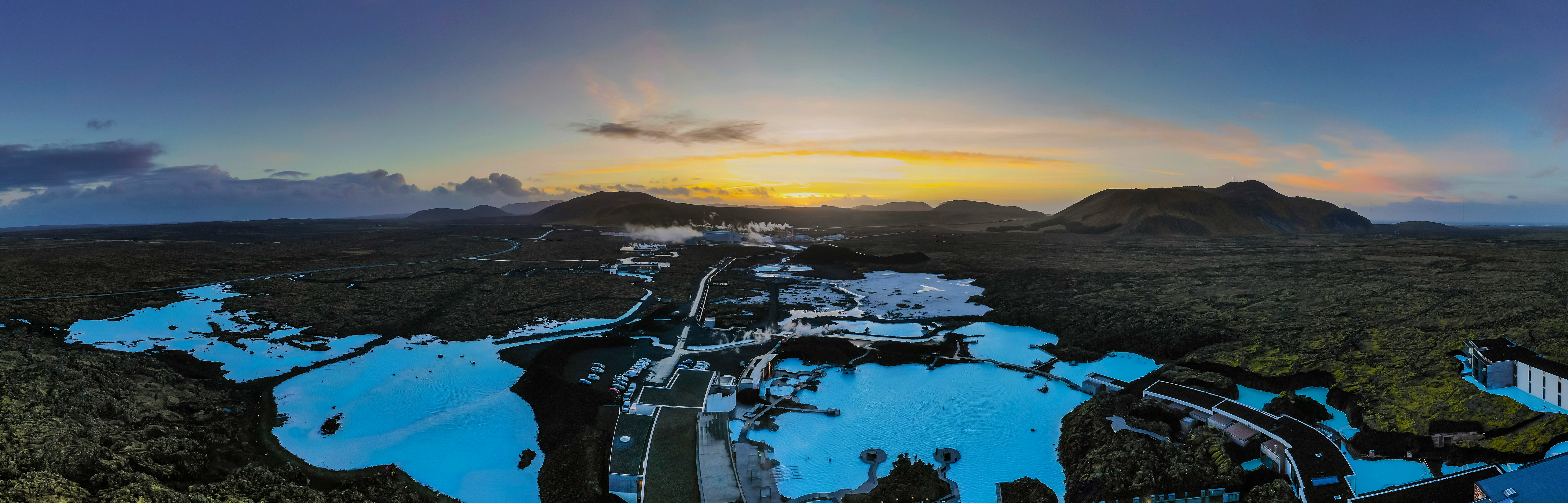 aerial view of city during sunset